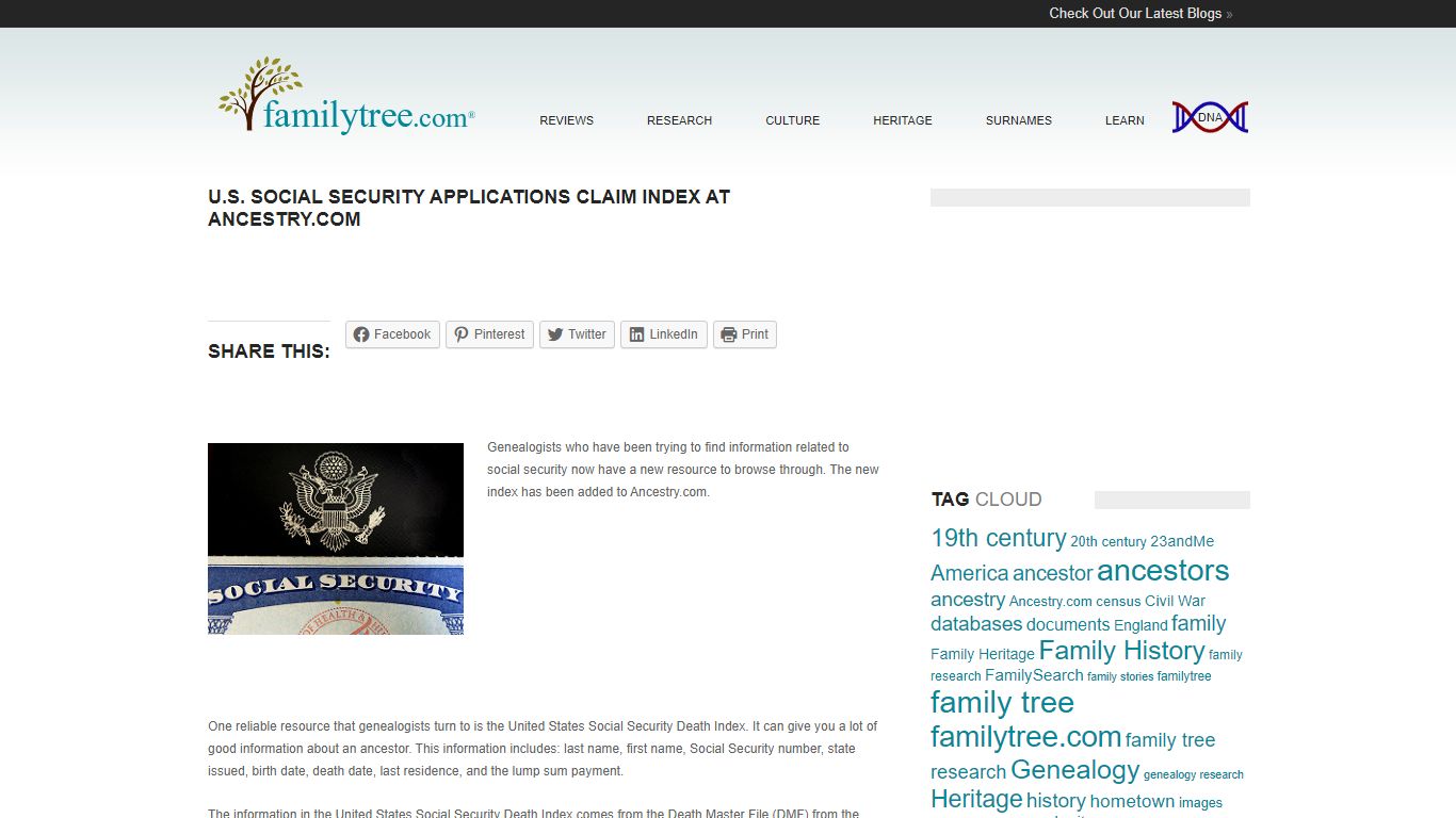 U.S. Social Security Applications Claim Index at Ancestry.com